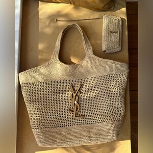 Saint Laurent Icare Raffia Bag